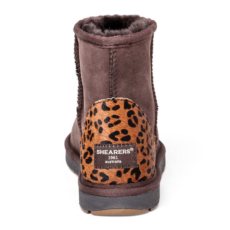 澳大利亚进口户外雪地靴-SHEARERSUGG款拼皮花纹短筒靴雪地靴