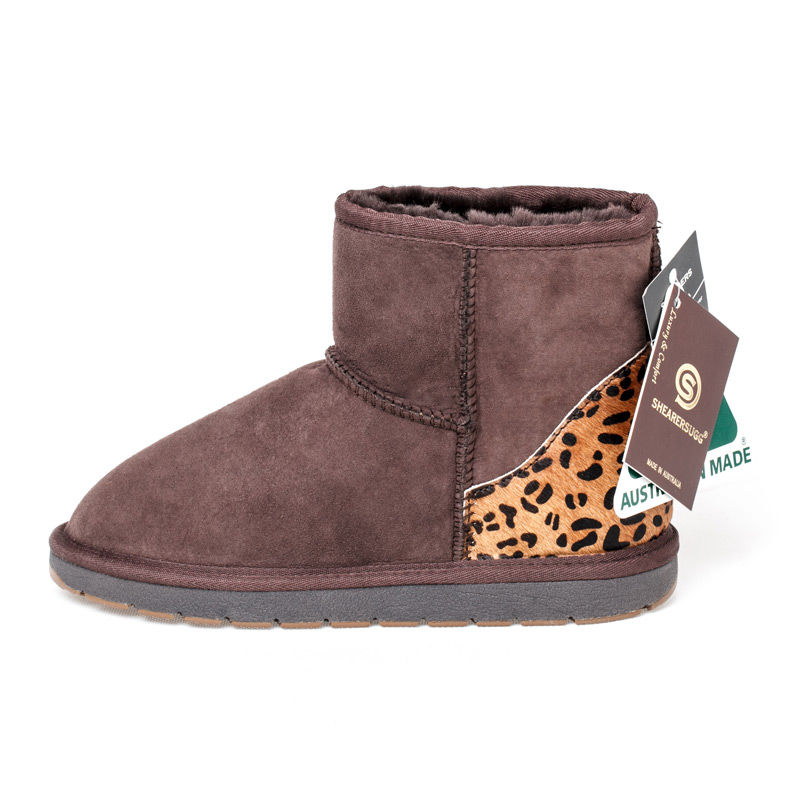 澳大利亚进口户外雪地靴-SHEARERSUGG款拼皮花纹短筒靴雪地靴