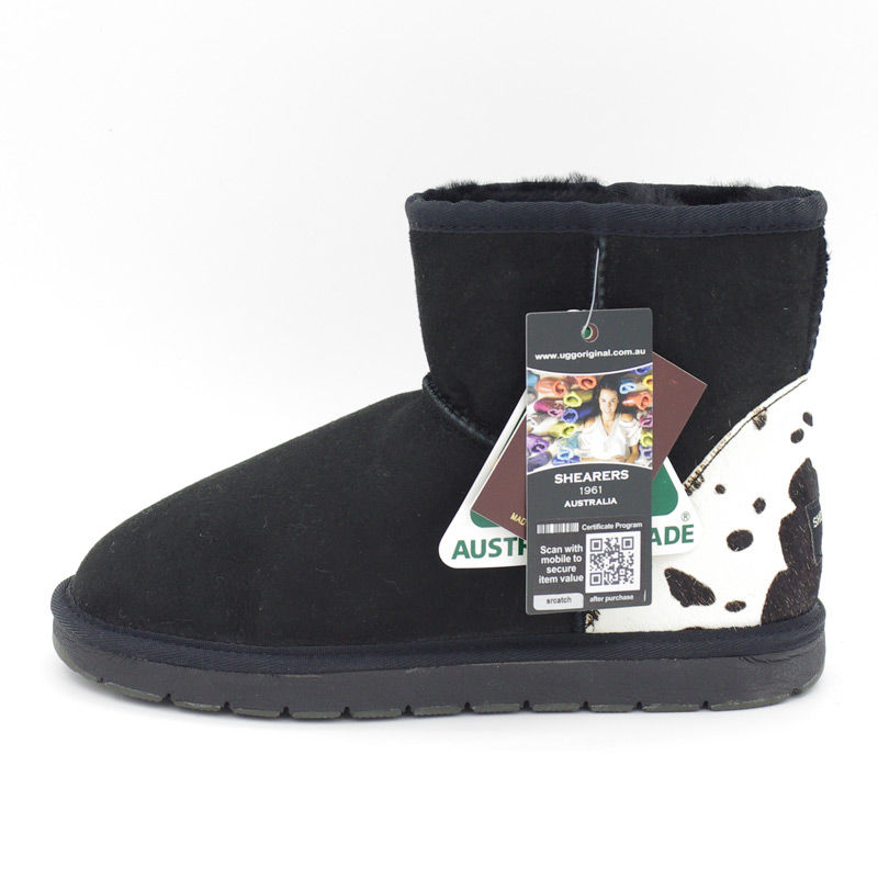 澳大利亚进口皮面雪地靴-SHEARERSUGG款拼皮花纹短筒靴雪地靴