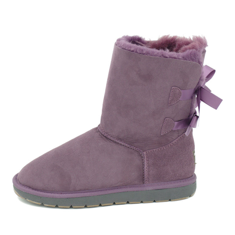 澳大利亚进口女士中筒雪地靴-SHEARERSUGG款后蝴蝶结中筒靴雪地靴