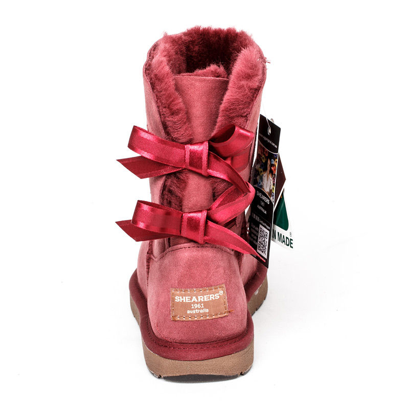 澳大利亚进口中筒女雪地靴-SHEARERSUGG款后蝴蝶结中筒靴雪地靴