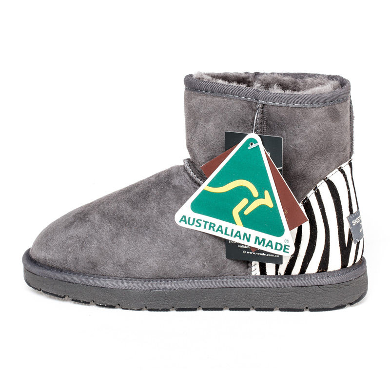 澳大利亚进口冬季靴子-SHEARERSUGG款拼皮花纹短筒靴雪地靴