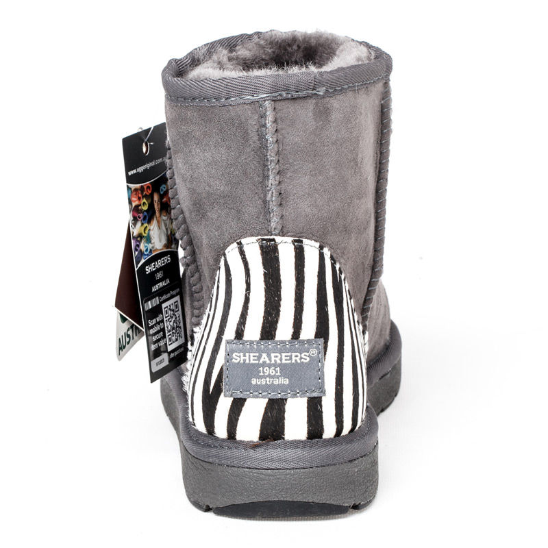 澳大利亚进口冬季靴子-SHEARERSUGG款拼皮花纹短筒靴雪地靴