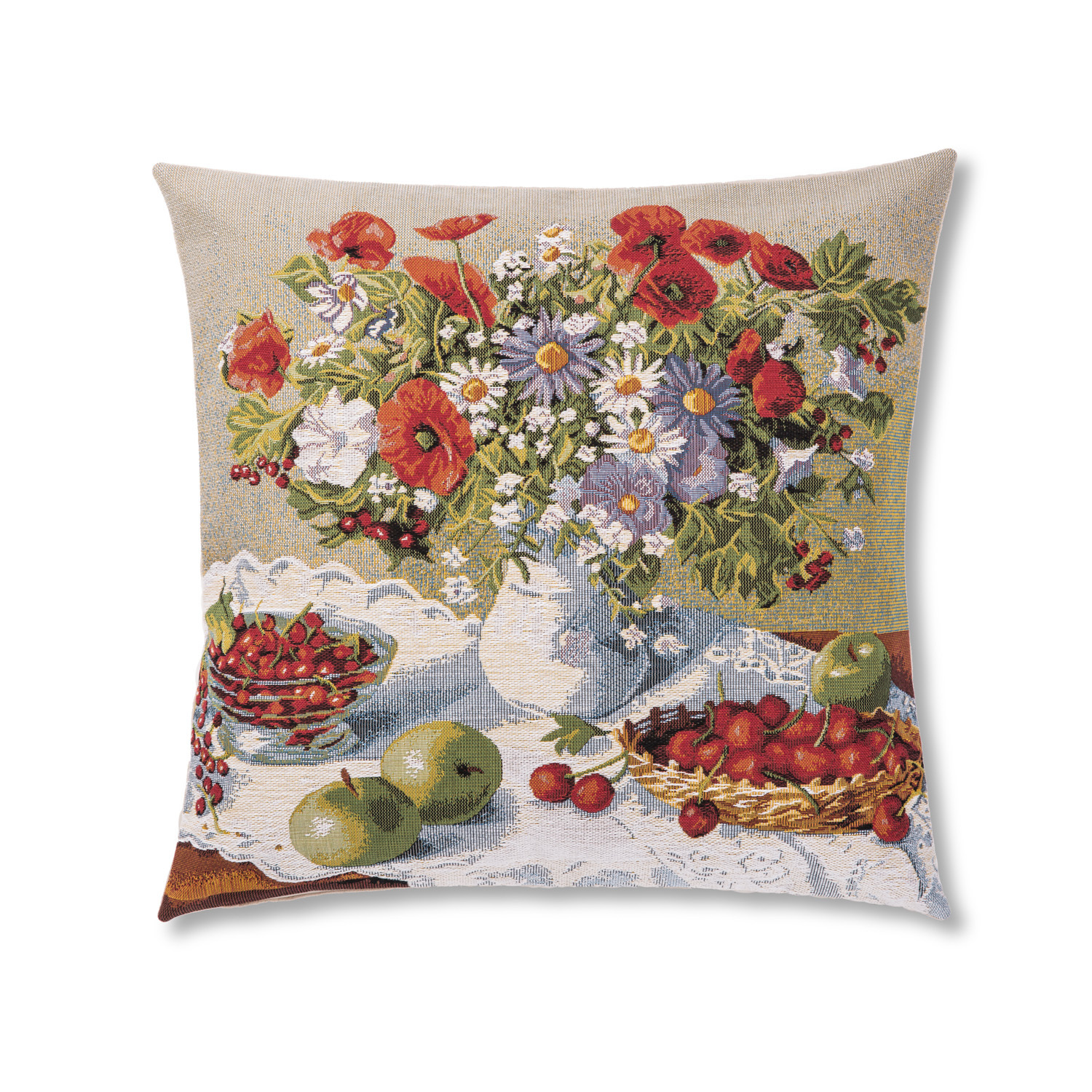 比利时原产 GK-ART 织锦靠枕抱枕套“ 樱桃蓝”图案 比利时原产 GK-ART 织锦靠枕抱枕套“ 樱桃蓝”图案