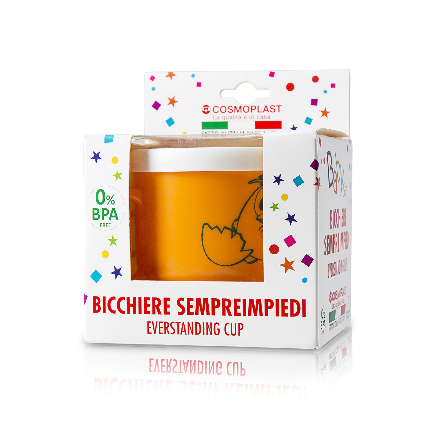 意大利进口双手柄水杯-Cosmoplast儿童双手柄不倒水杯有盖带礼品包装