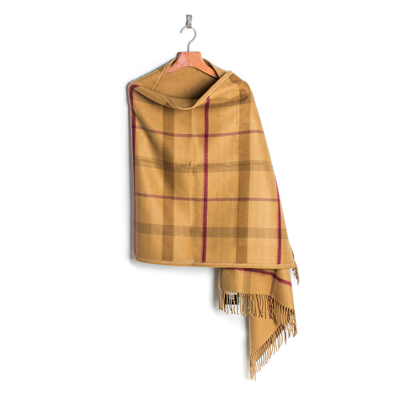 韩国进口红色格子围巾-JUNGHWA英伦风披风版围巾