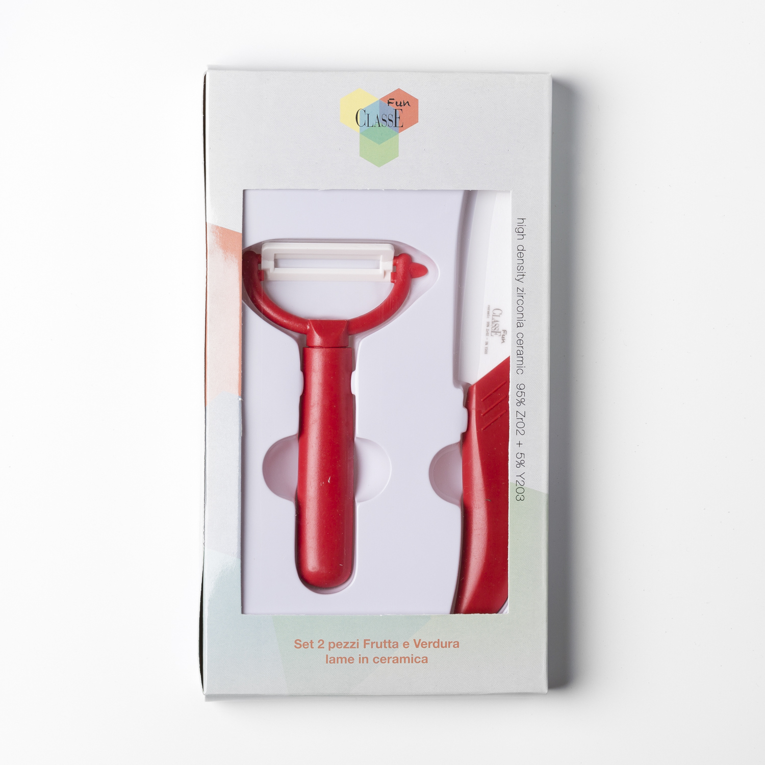 意大利进口果蔬刀削皮刀-CLASSE FUN陶瓷削皮刀+蔬菜刀两件套