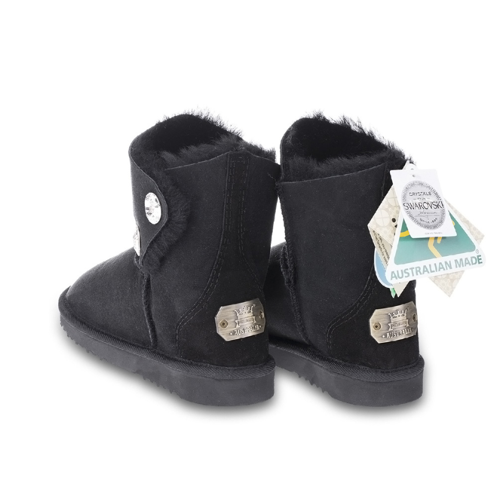 澳大利亚进口UGG经典短筒羊皮雪地靴-ChicEmpireUGG施华洛世奇水晶双纽扣短筒雪地靴