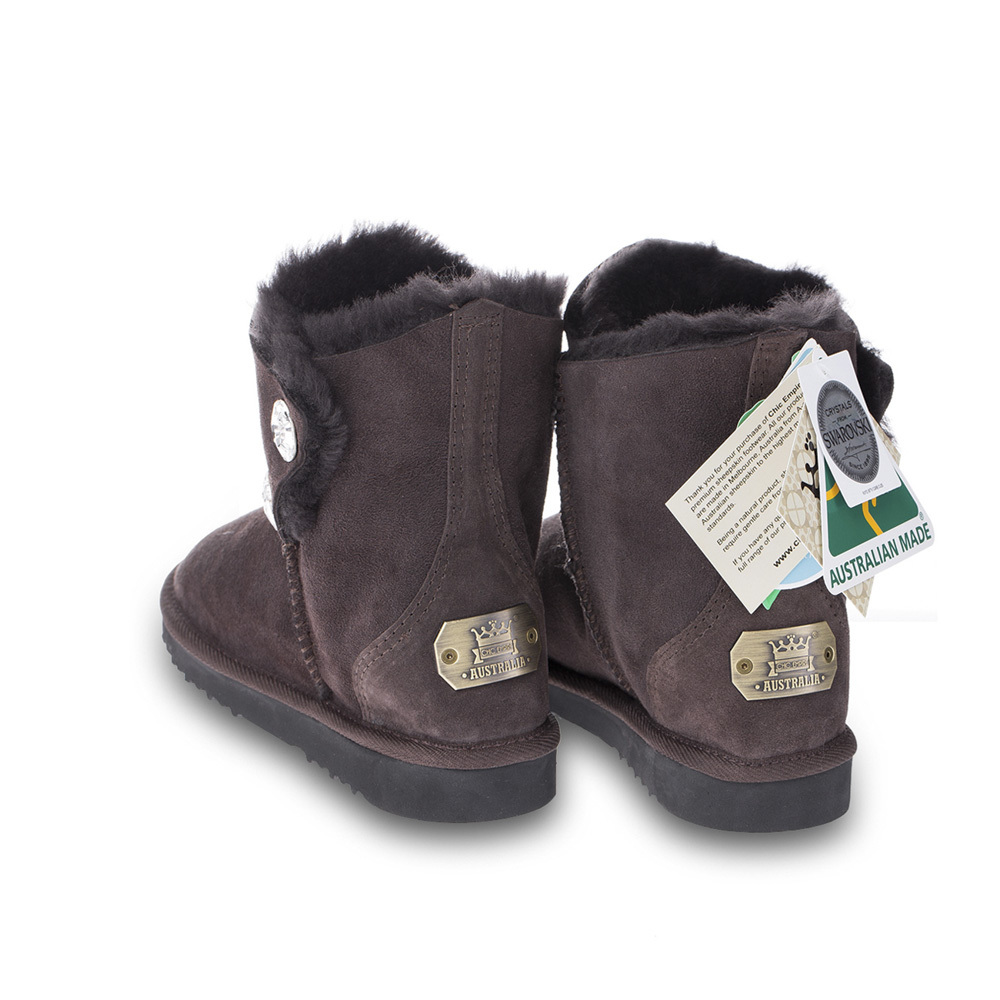 澳大利亚进口UGG短靴雪地靴-ChicEmpireUGG施华洛世奇水晶双纽扣短筒雪地靴