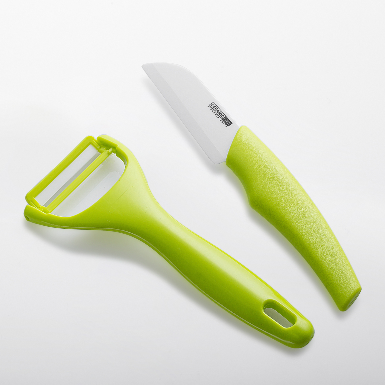 韩国进口多功能削皮刀-CERAMICLIFE陶瓷工艺水果刀+削皮刀2件套