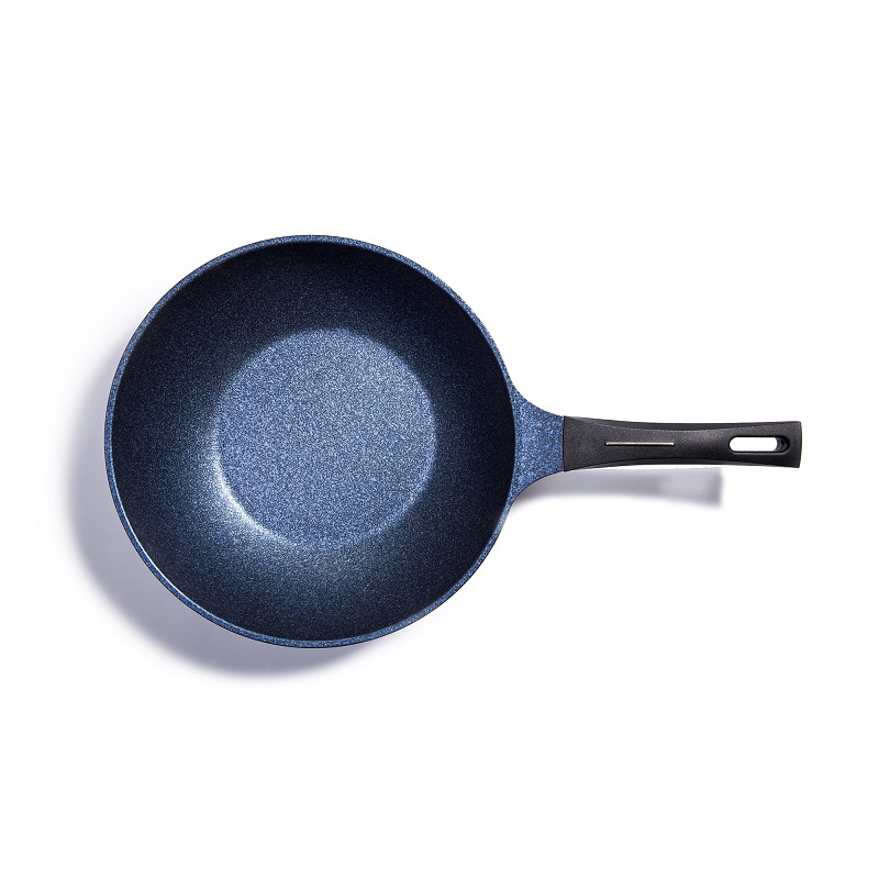 进口韩国炒锅品牌-QueenArtInoble专利涂层不粘炒锅窄底直手把