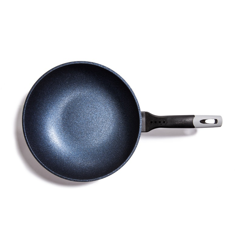 韩国进口炒锅-QueenArtInoble专利涂层不粘炒锅宽底弯手把