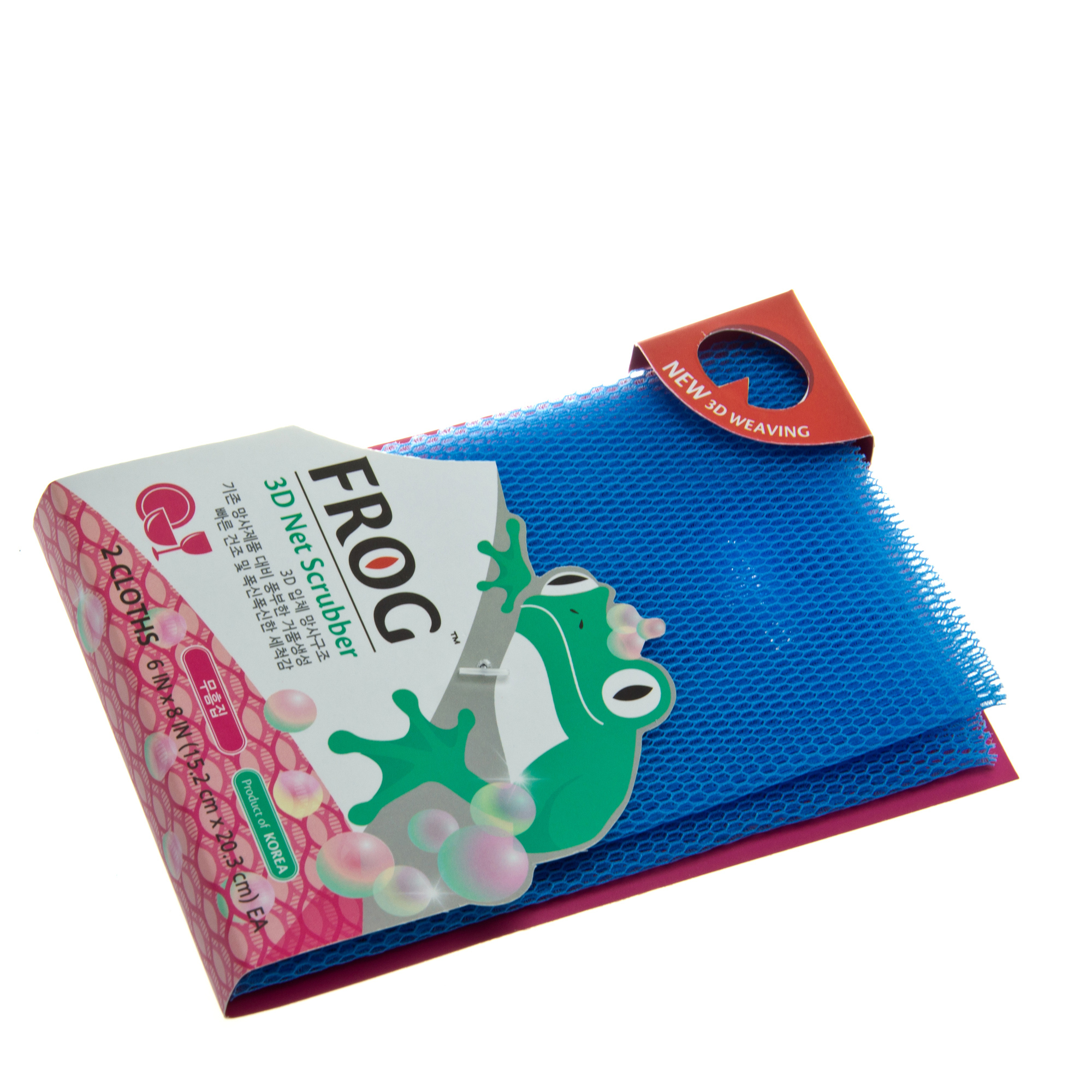 韩国进口洗碗布-Frog3D网纱洗碗布蓝色2枚装