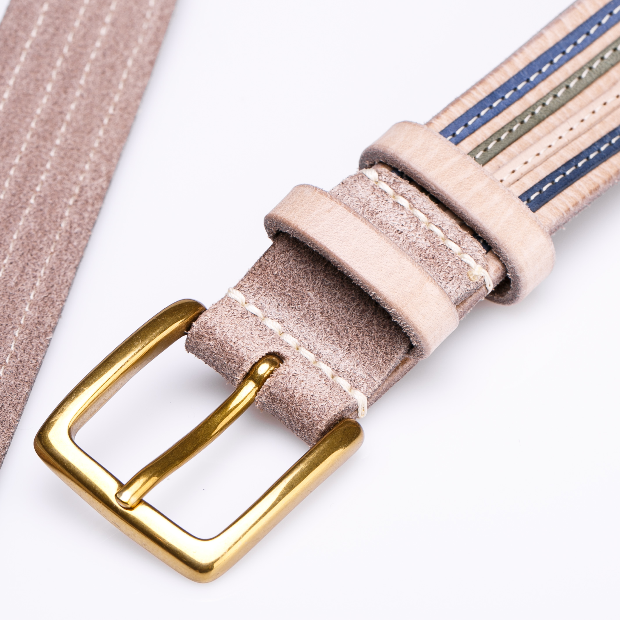 意大利进口板扣皮带-Martinica4色翻毛皮拼色皮带