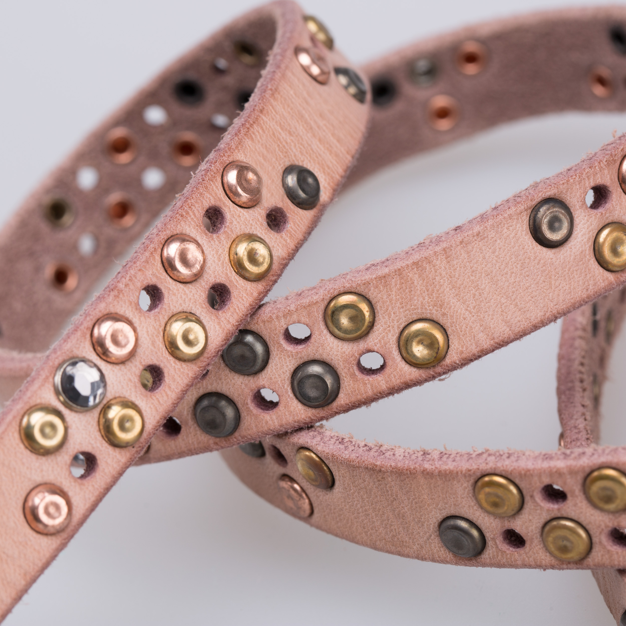 意大利进口女式装饰皮带-Martinica镶三色金属铆钉水钻皮带