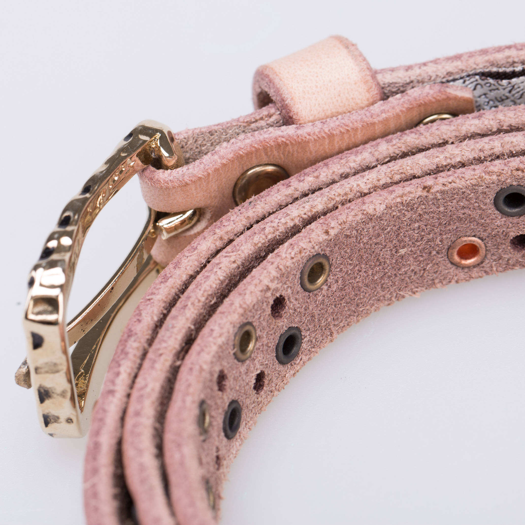 意大利进口女式装饰皮带-Martinica镶三色金属铆钉水钻皮带