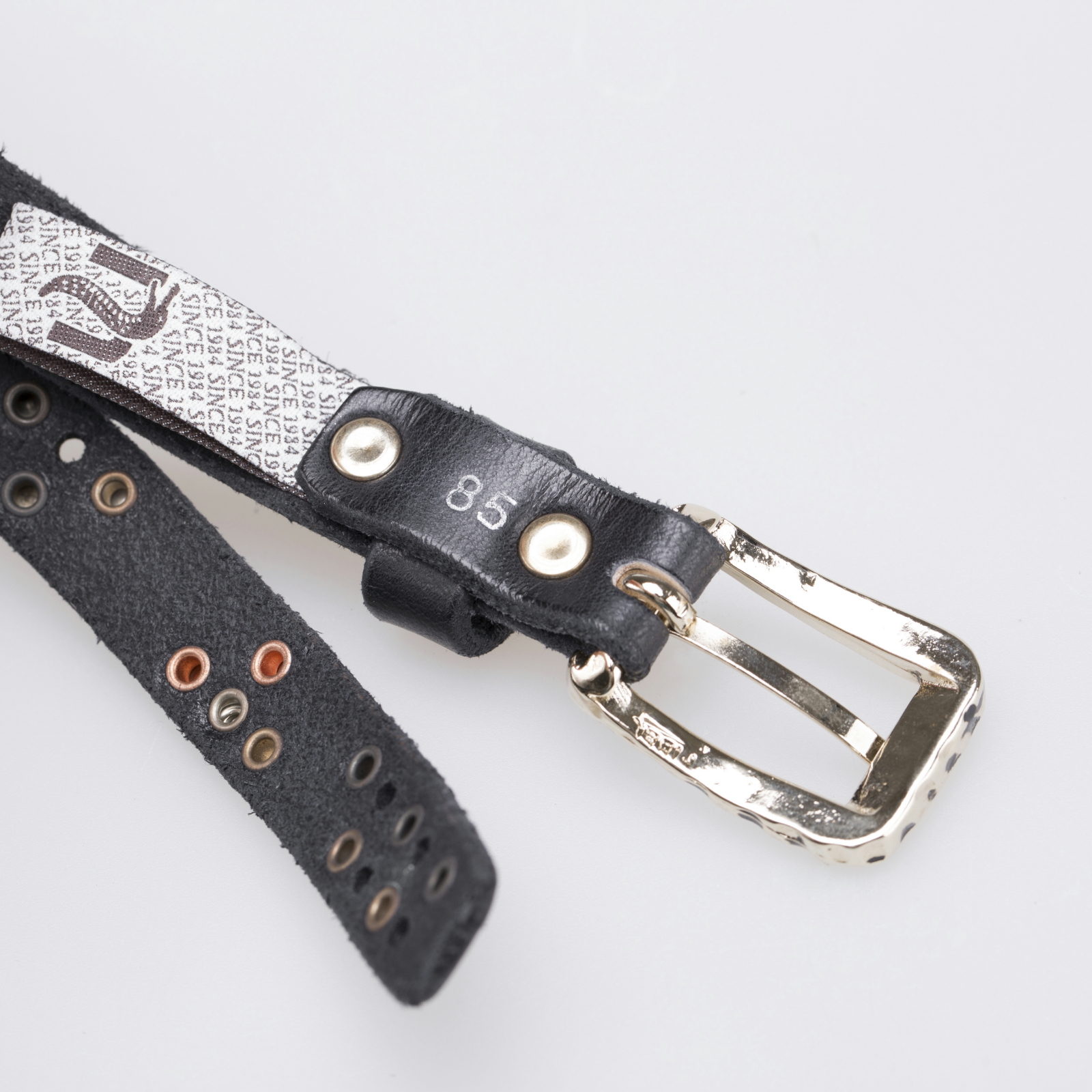 意大利进口女性腰带-Martinica镶三色金属铆钉水钻皮带