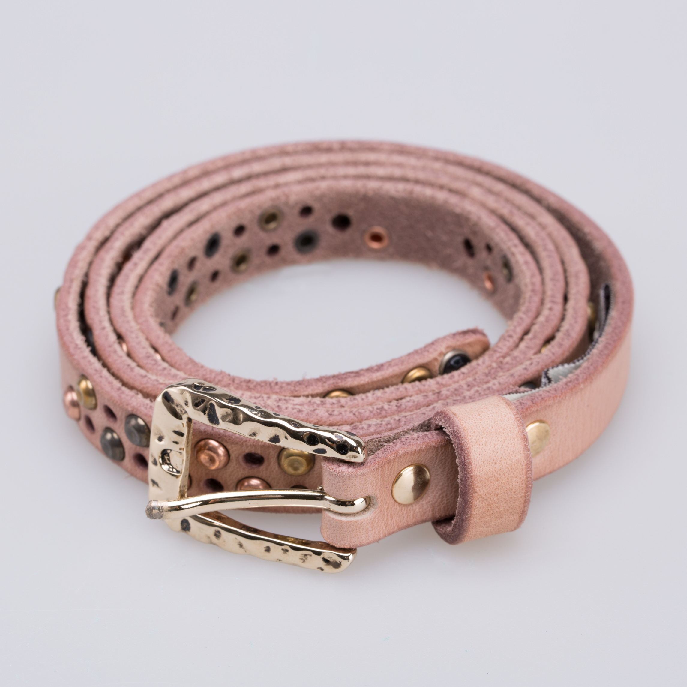 意大利进口女式装饰皮带-Martinica镶三色金属铆钉水钻皮带