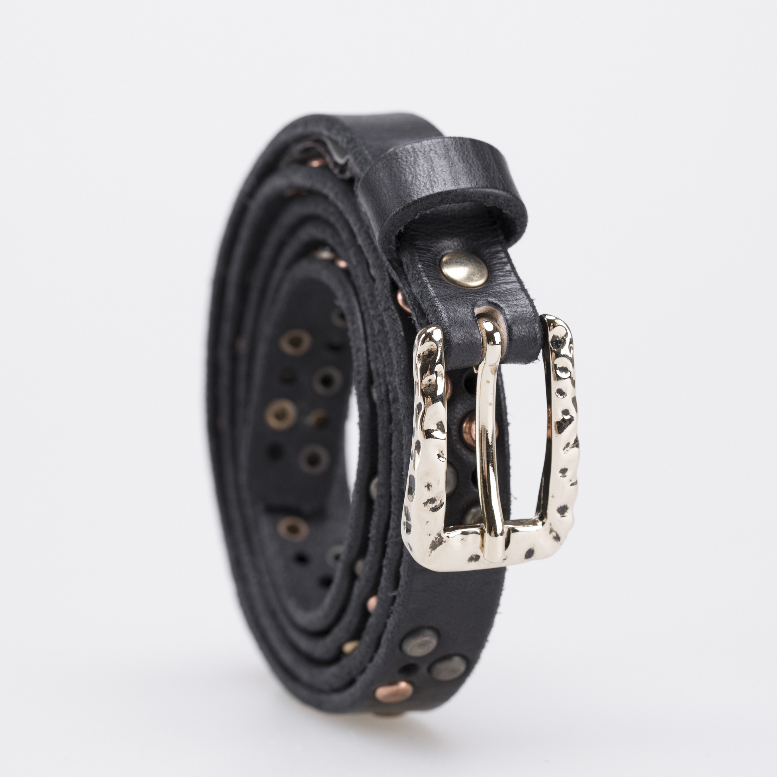 意大利进口女性腰带-Martinica镶三色金属铆钉水钻皮带