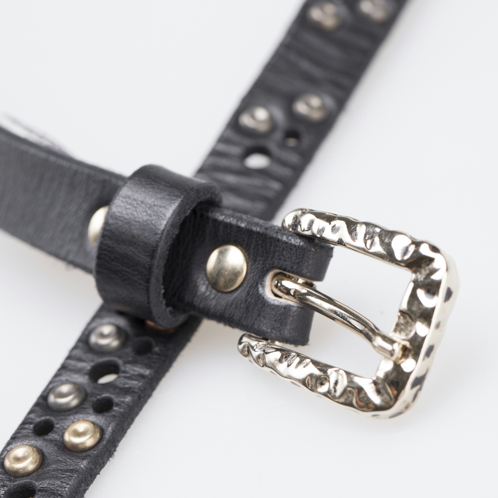 意大利进口女性腰带-Martinica镶三色金属铆钉水钻皮带