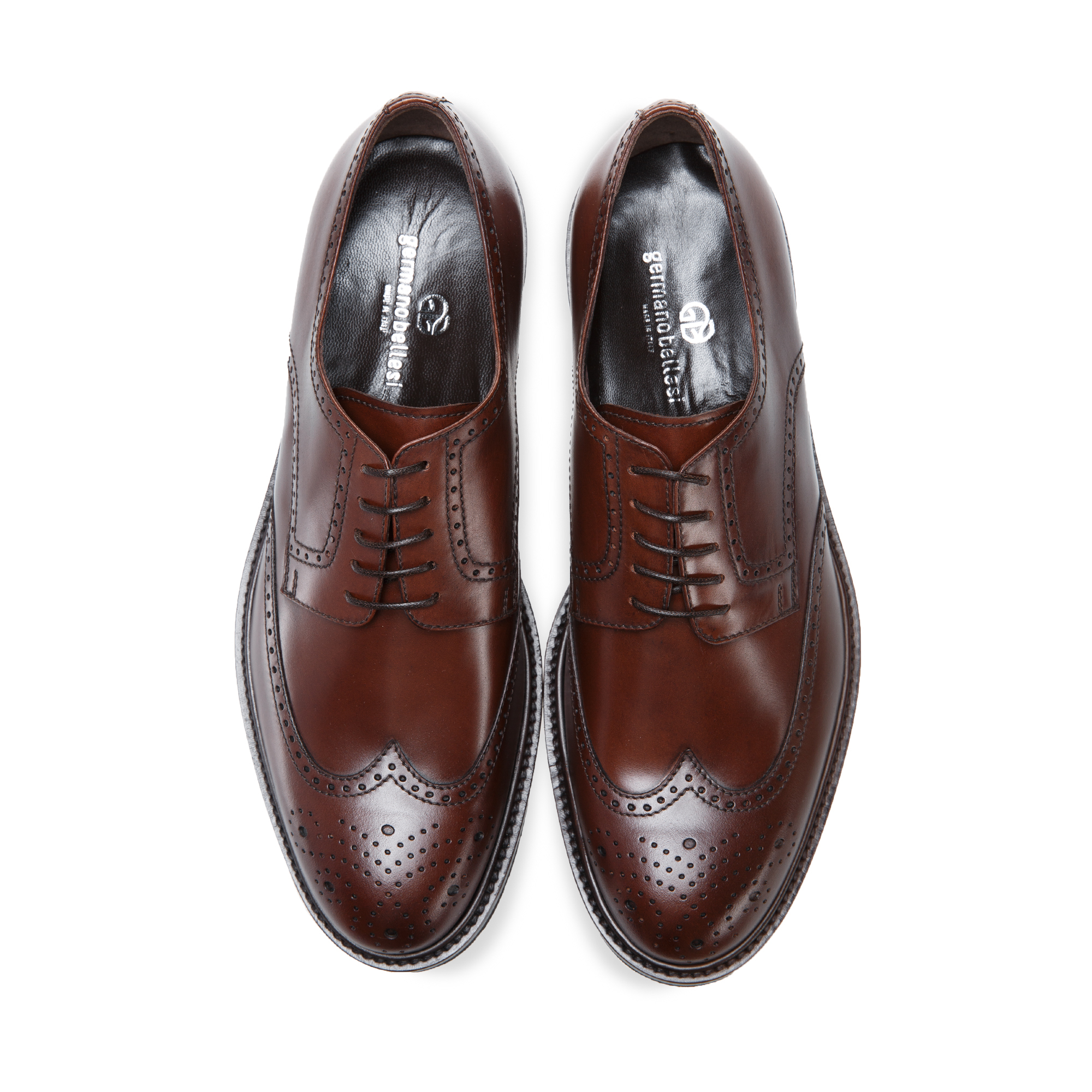 意大利进口牛津男鞋-Bellesi 系带花纹圆头牛皮牛津鞋