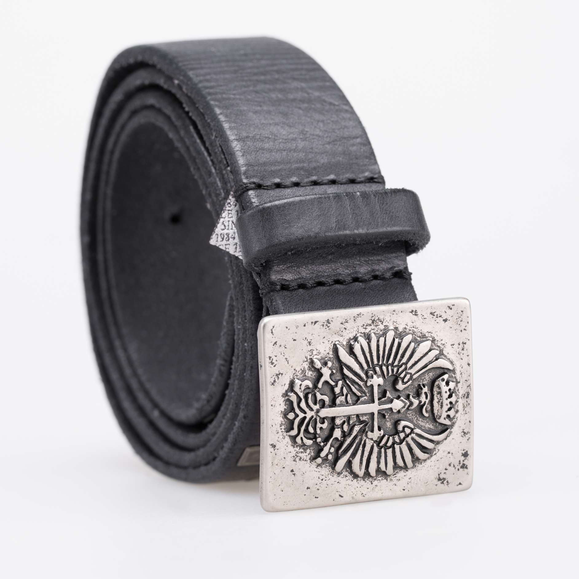 意大利进口珍珠鱼皮带-Martinica镶十字形方形铆钉皮带