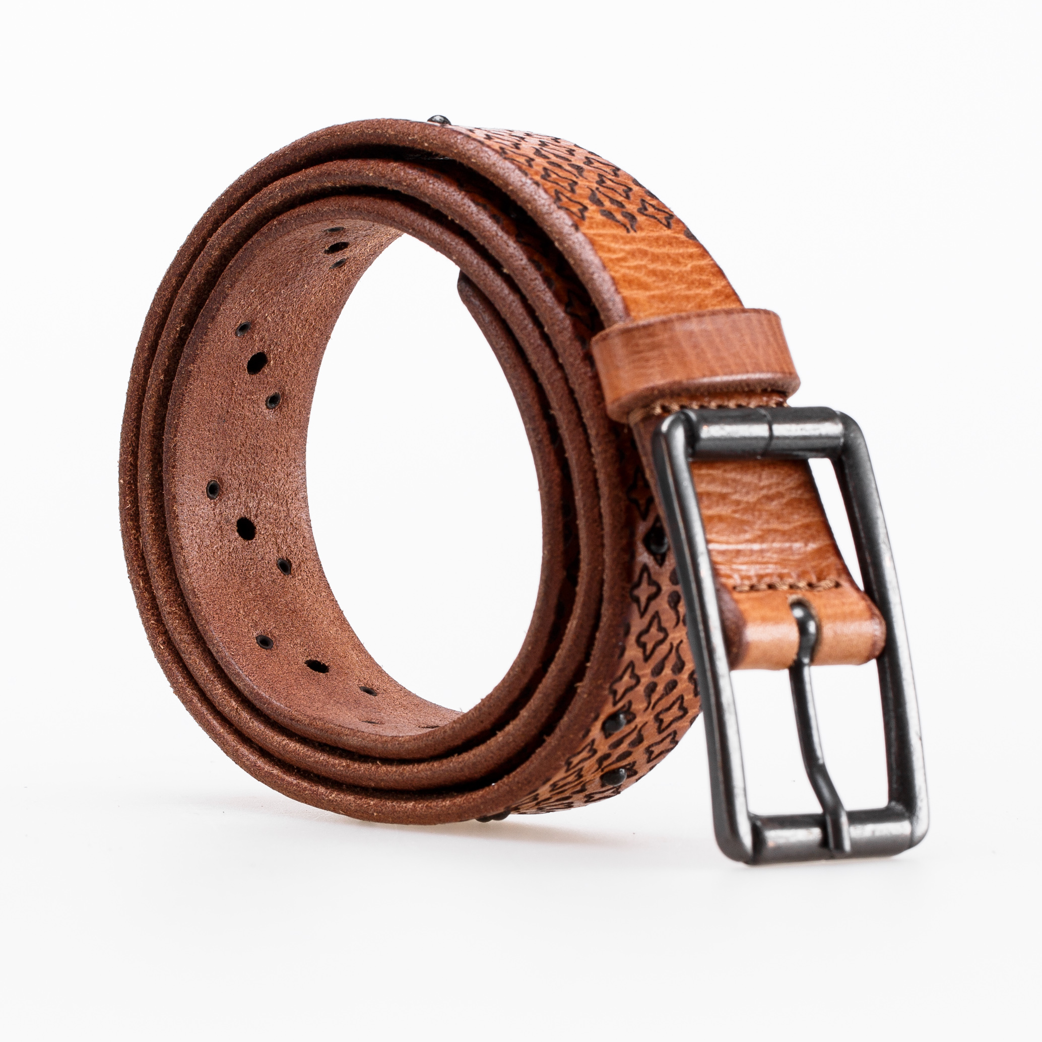 意大利进口女牛皮皮带-Martinica激光灼几何图案皮带