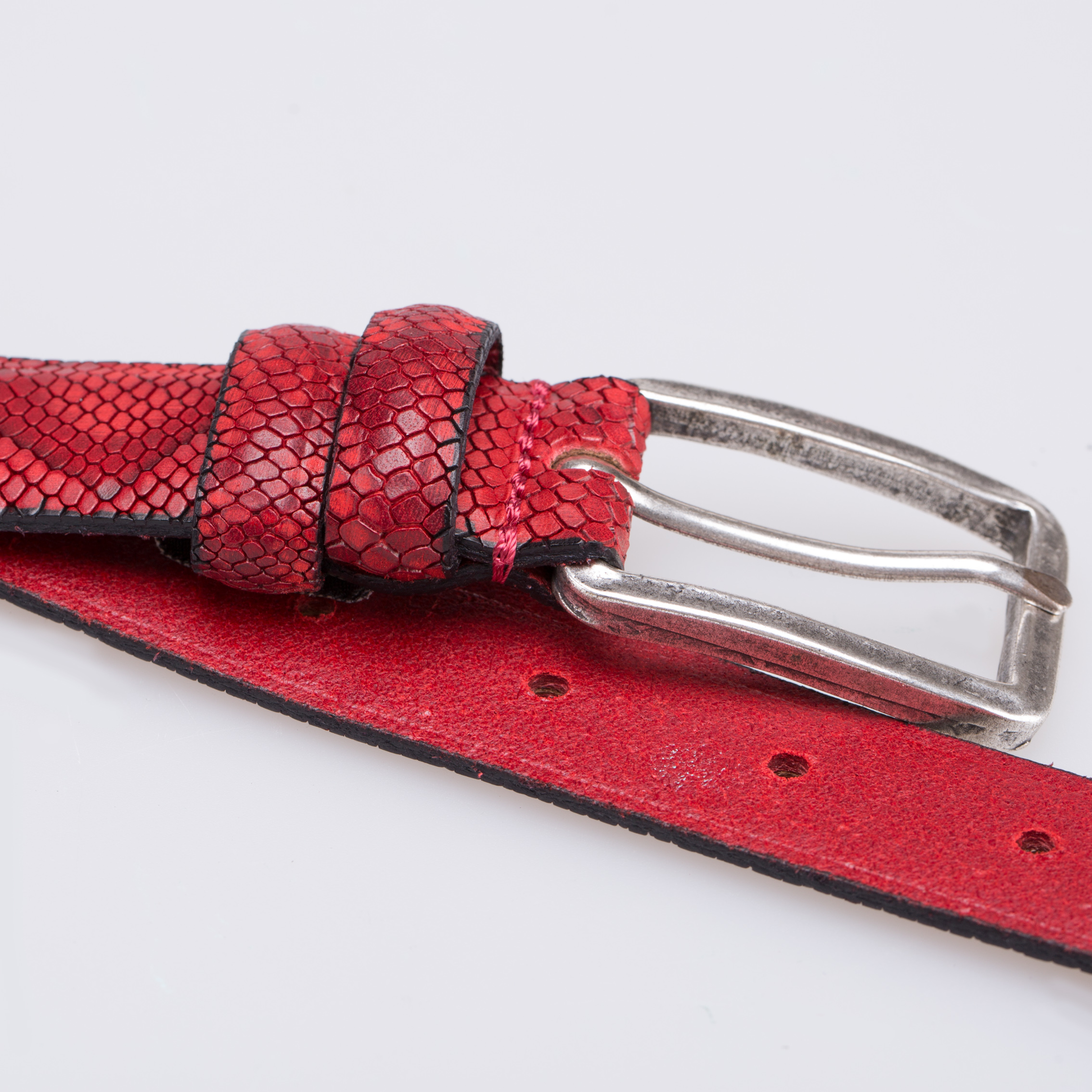 意大利进口男士品牌皮带-Martinica亮面蛇纹皮带