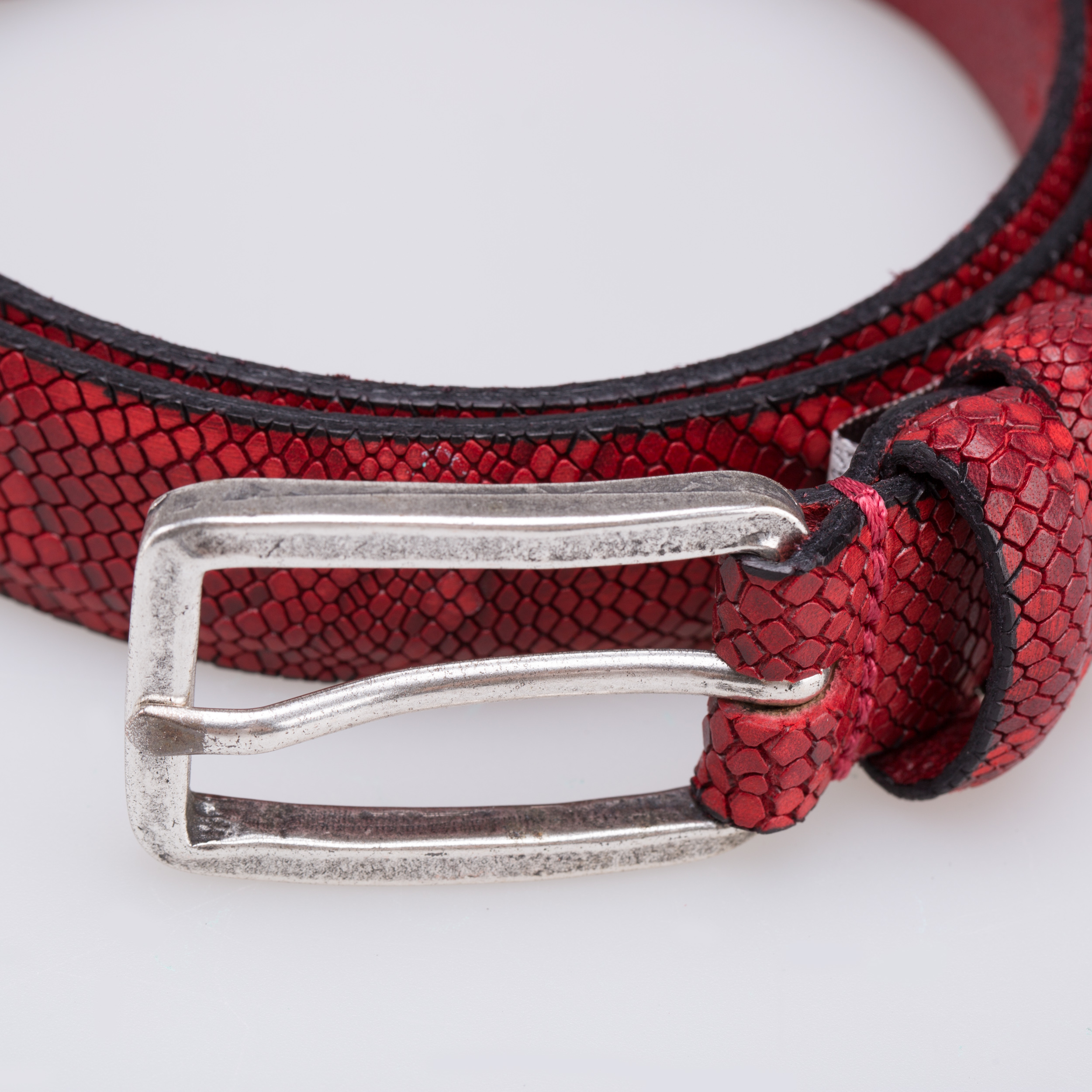 意大利进口男士品牌皮带-Martinica亮面蛇纹皮带