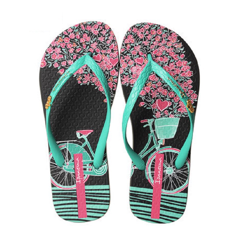 巴西进口羊毛拖鞋-IPANEMA女式自行车版画人字拖拖鞋 - 羊毛拖鞋