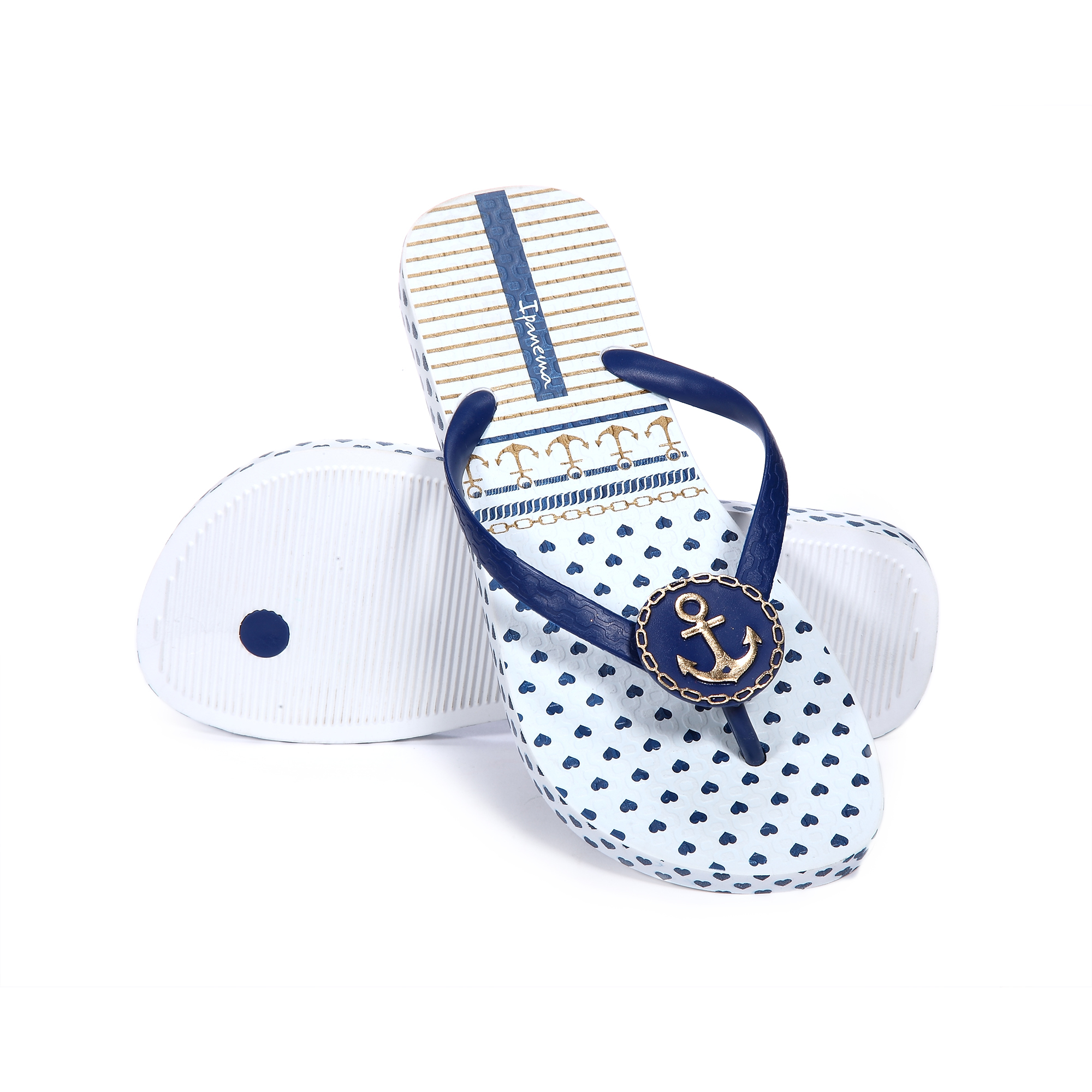 巴西进口拖鞋图案-IPANEMA女式换饰品海军风系列人字拖拖鞋