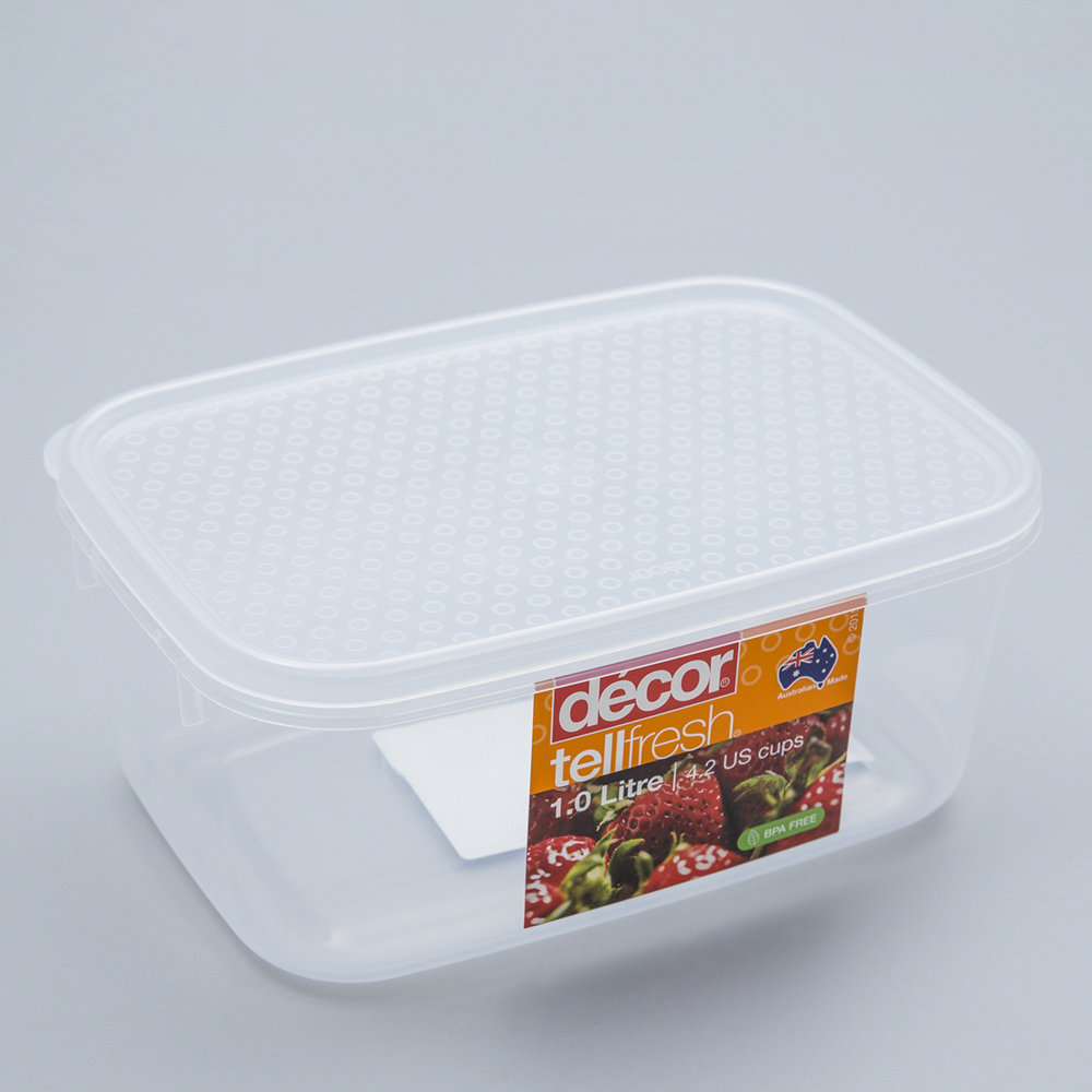 澳大利亚进口便携式保鲜盒-澳洲Décor TELLFRESH系列长方形保鲜盒1L