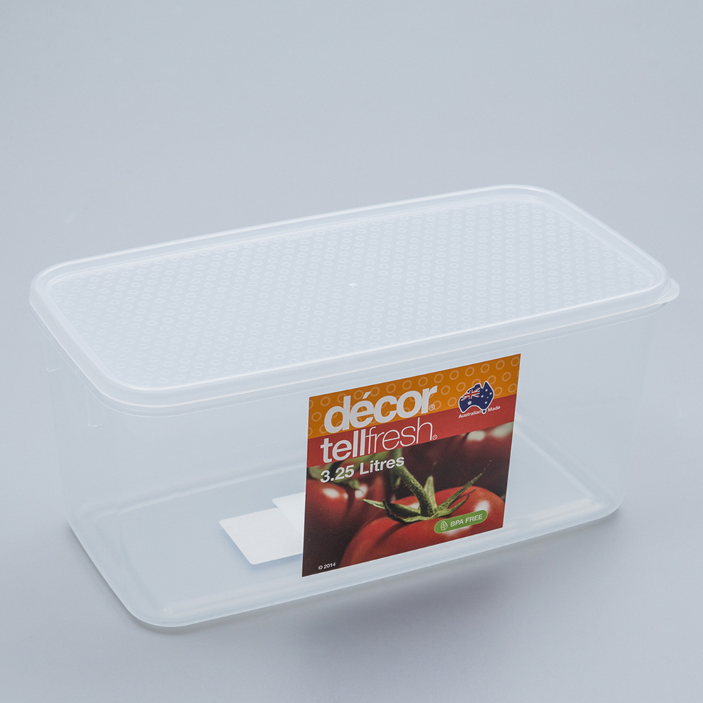 澳大利亚进口四边扣保鲜盒-澳洲Décor TELLFRESH系列长方形保鲜盒3.25L