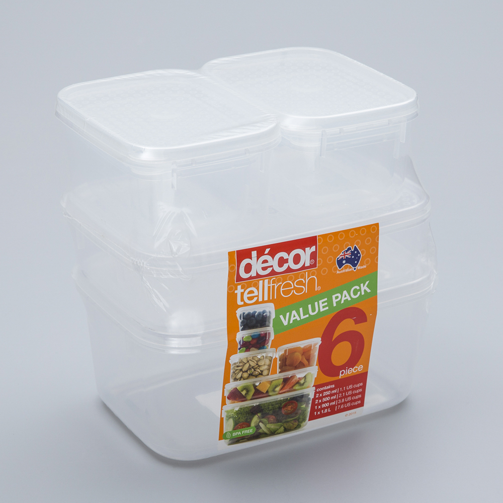 澳大利亚进口保鲜盒六件套-澳洲Décor TELLFRESH系列一组六个保鲜盒 澳大利亚进口保鲜盒六件套-澳洲Décor TELLFRESH系列一组六个保鲜盒