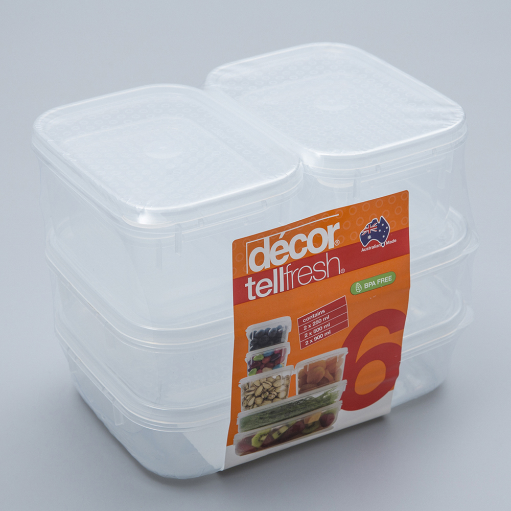 澳大利亚进口保鲜盒六件套-Décor TELLFRESH系列一组六个保鲜盒 澳大利亚进口保鲜盒六件套-Décor TELLFRESH系列一组六个保鲜盒