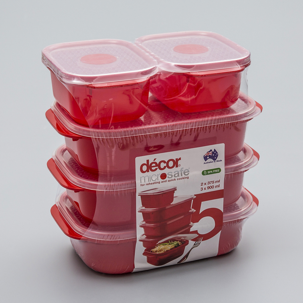 澳大利亚进口保鲜盒5件套-澳洲Décor MICROSAFE系列一组五个保鲜盒 澳大利亚进口保鲜盒5件套-澳洲Décor MICROSAFE系列一组五个保鲜盒