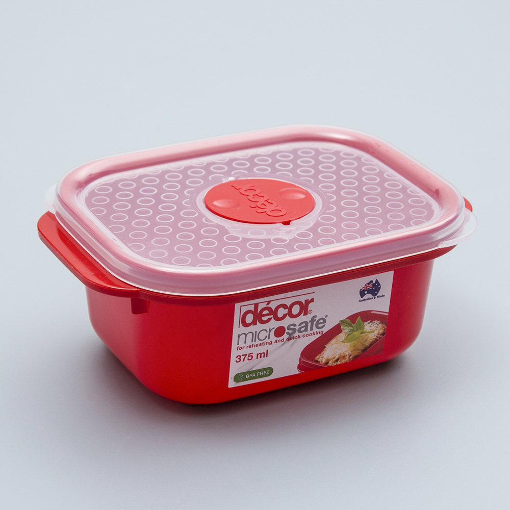 澳大利亚进口高档保鲜盒-澳洲Décor MICROSAFE系列长方形带出气阀把手保鲜盒