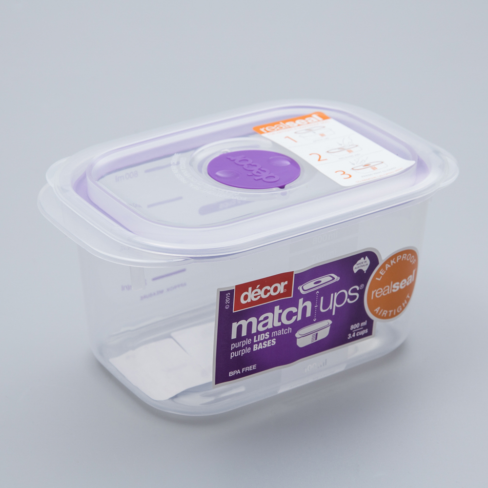 澳大利亚进口方形保鲜盒-澳洲Décor MATCH UPS系列长方形保鲜盒800ML