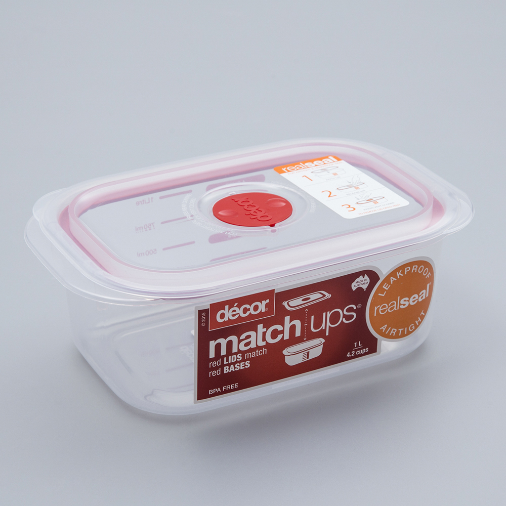 澳大利亚进口长方形保鲜盒-澳洲Décor MATCH UPS系列长方形保鲜盒1L 澳大利亚进口长方形保鲜盒-澳洲Décor MATCH UPS系列长方形保鲜盒1L