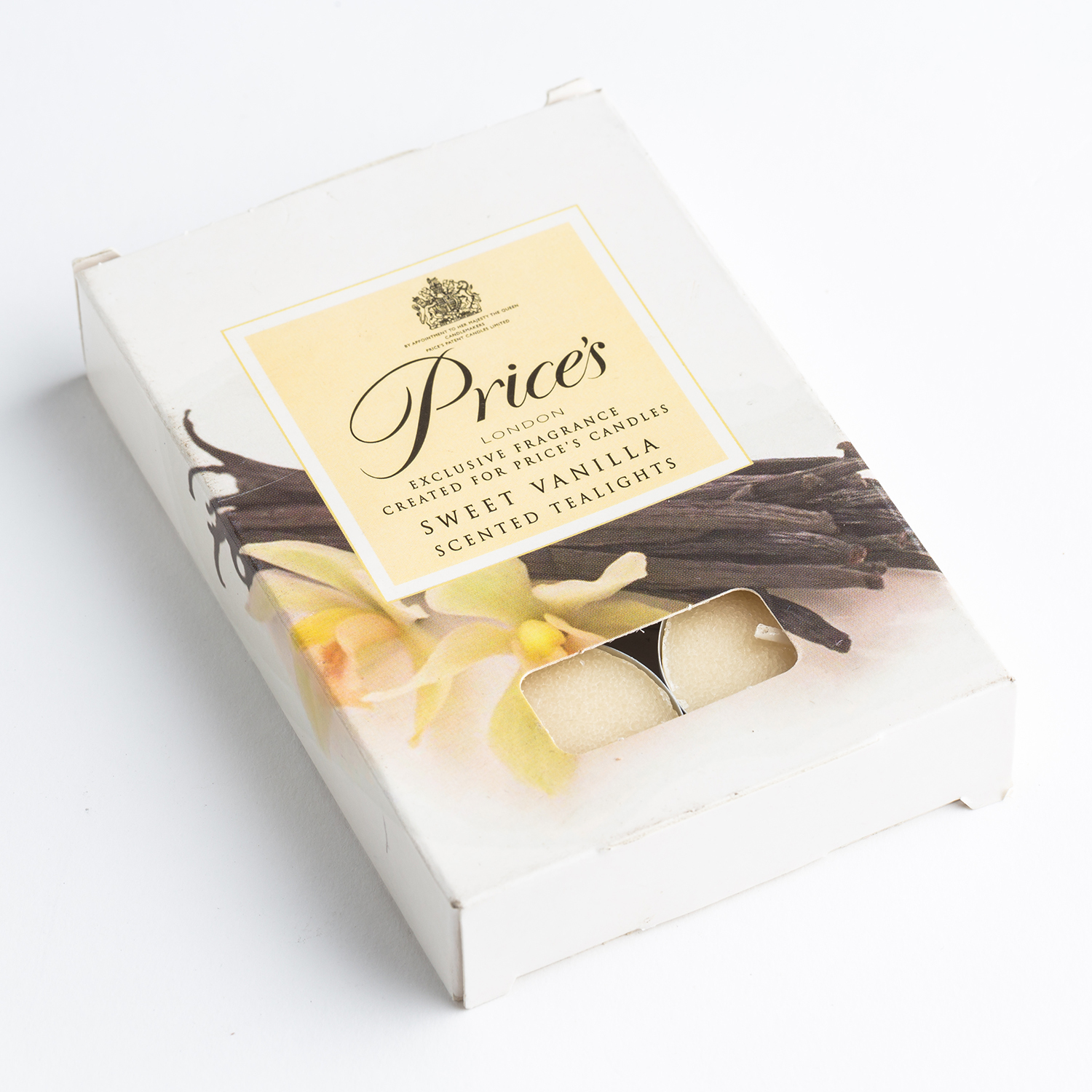 英国进口茶蜡蜡烛-PRICE'S甜美的香草味茶灯蜡烛奶白色6个装