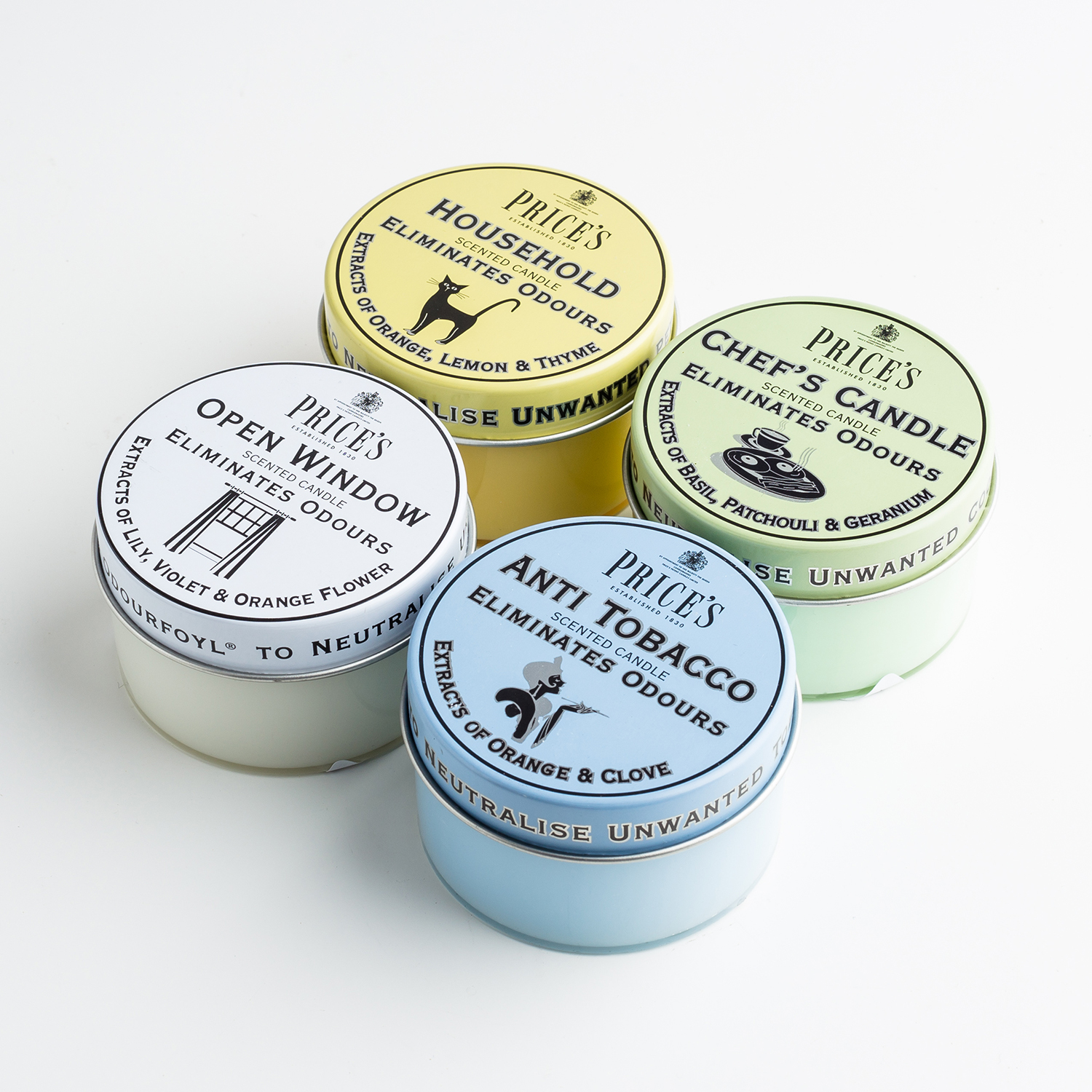 英国进口空气清新香薰-PRICE'S“抗烟味”空气清新盒蜡1个丁香调和柑橘味