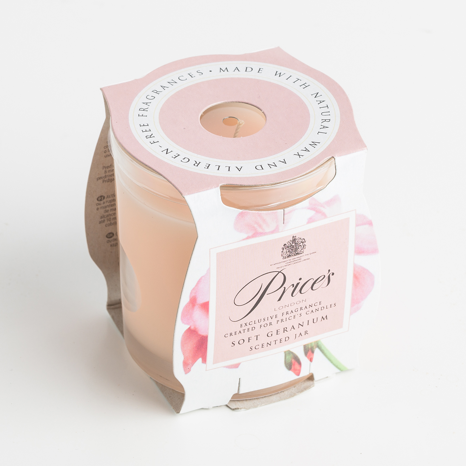 英国进口diy蜡烛香薰-PRICE'S柔情天竺葵香味玻璃香薰蜡烛1个装 - diy蜡烛香薰