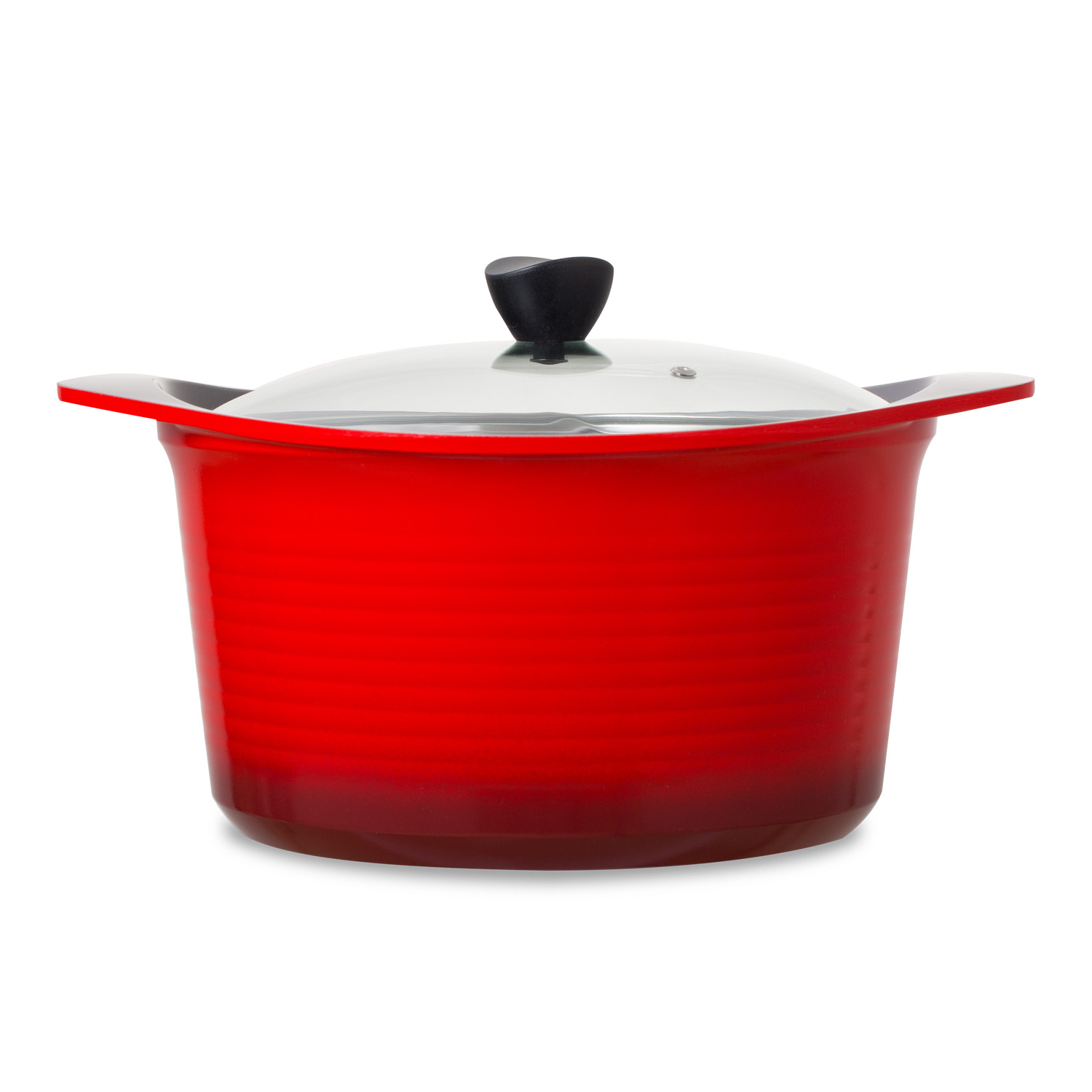 韩国进口小电炖锅-Aluart陶瓷涂层红色双耳铸造锅