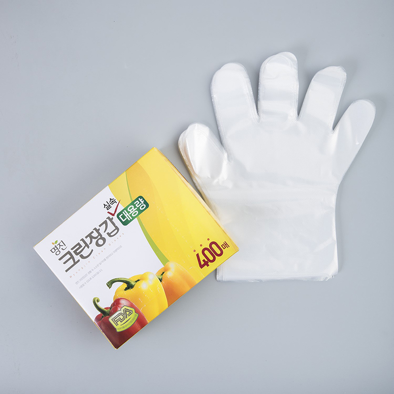 韩国进口一次性薄膜手套-MYUNGJIN耐撕裂抗菌PE厨用一次性手套50张/400张
