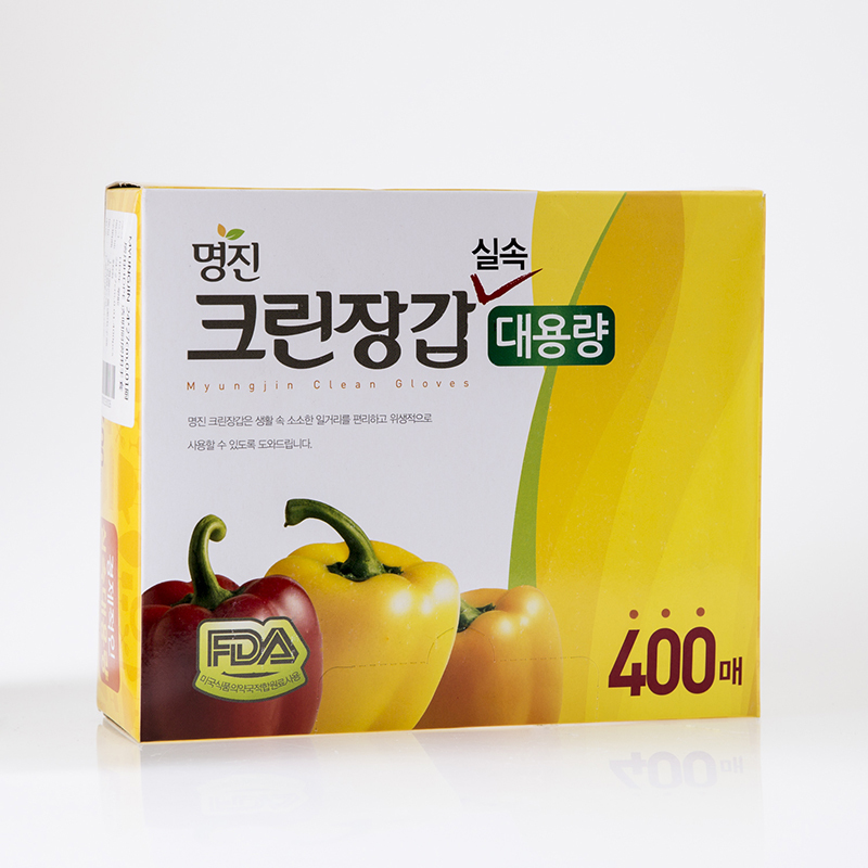 韩国进口一次性薄膜手套-MYUNGJIN耐撕裂抗菌PE厨用一次性手套50张/400张