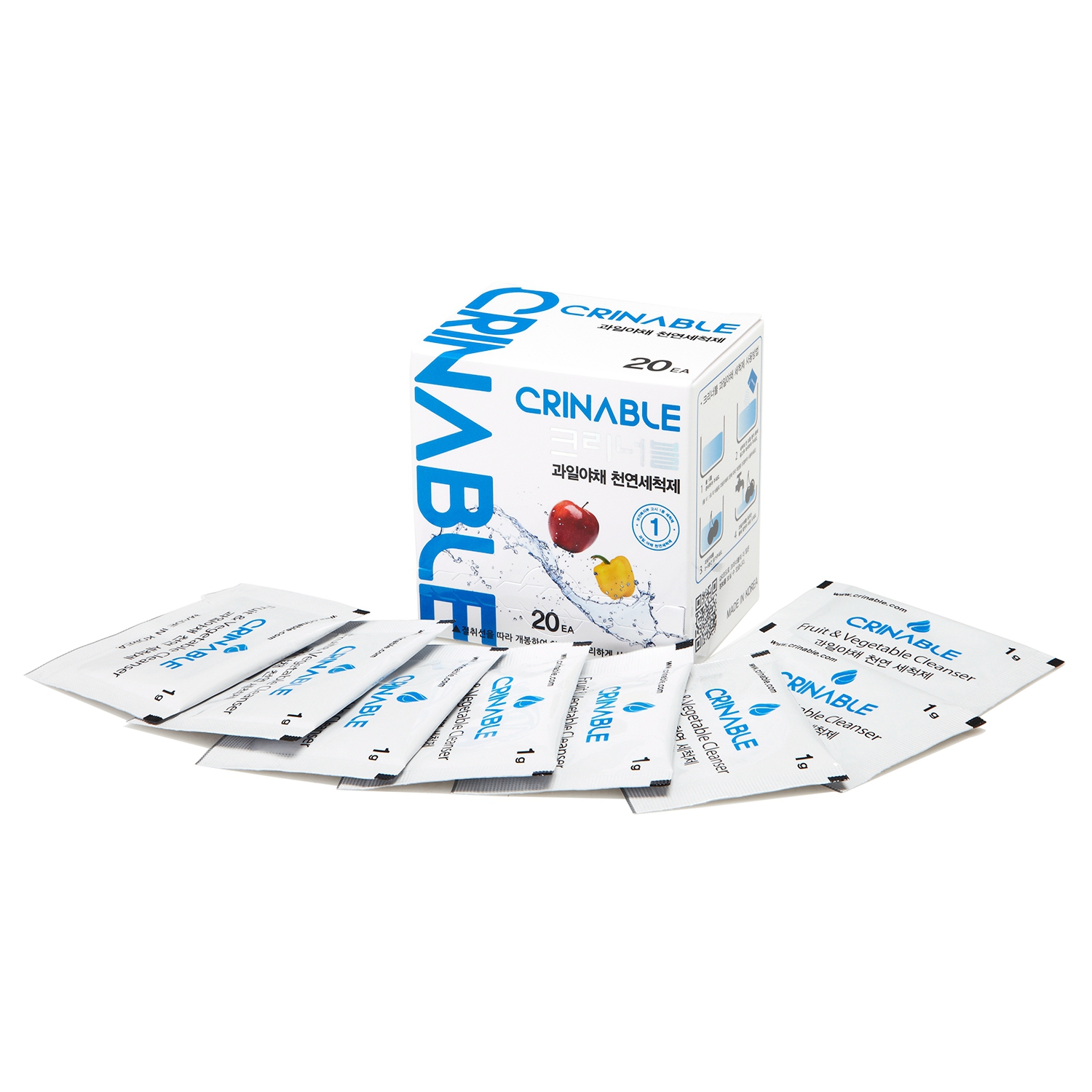韩国进口果蔬清洁剂-Crinable天然贝壳果蔬洗涤剂20袋/30袋每袋