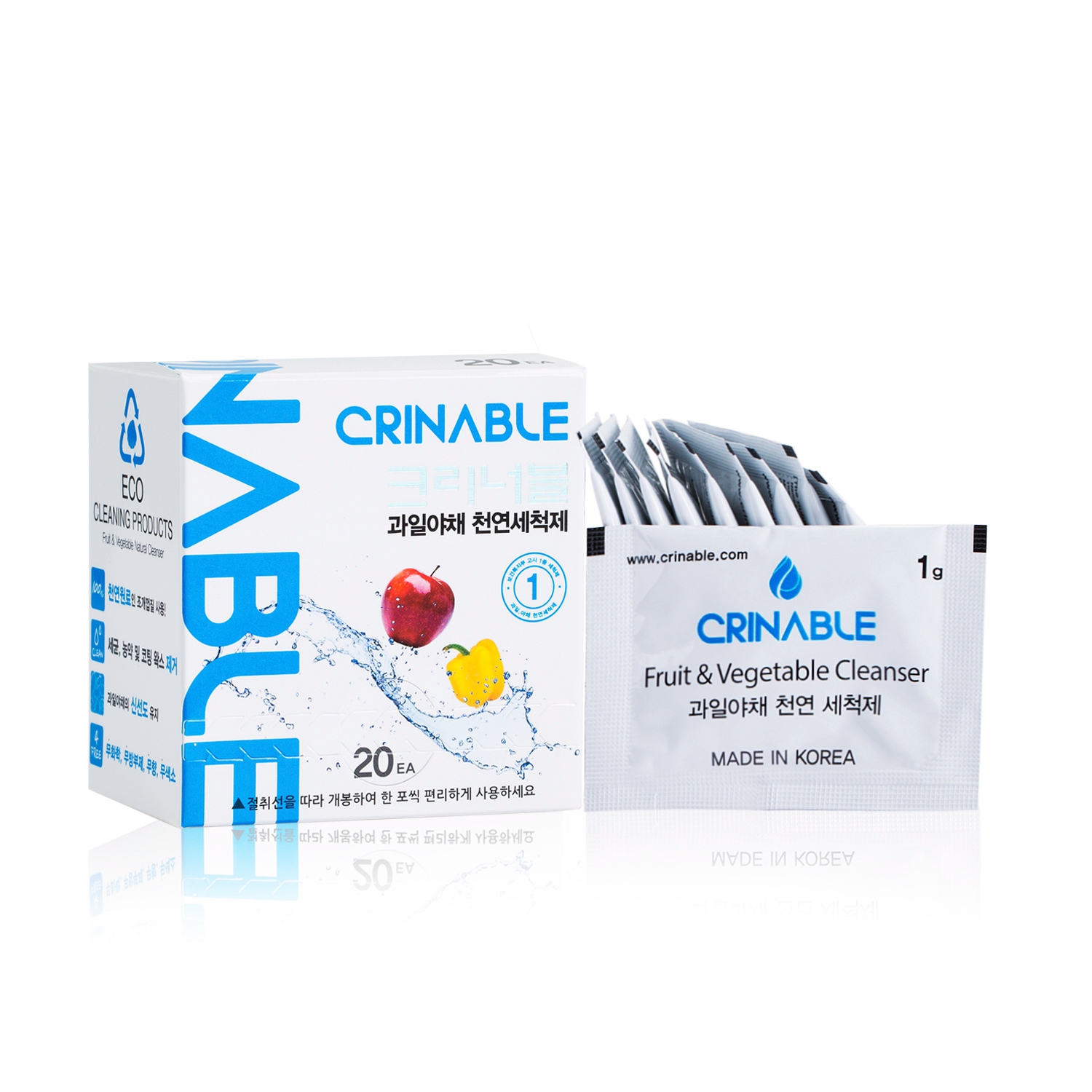 韩国进口果蔬洗涤剂-Crinable天然贝壳果蔬洗涤剂20袋/30袋每袋 韩国进口果蔬洗涤剂-Crinable天然贝壳果蔬洗涤剂20袋/30袋每袋