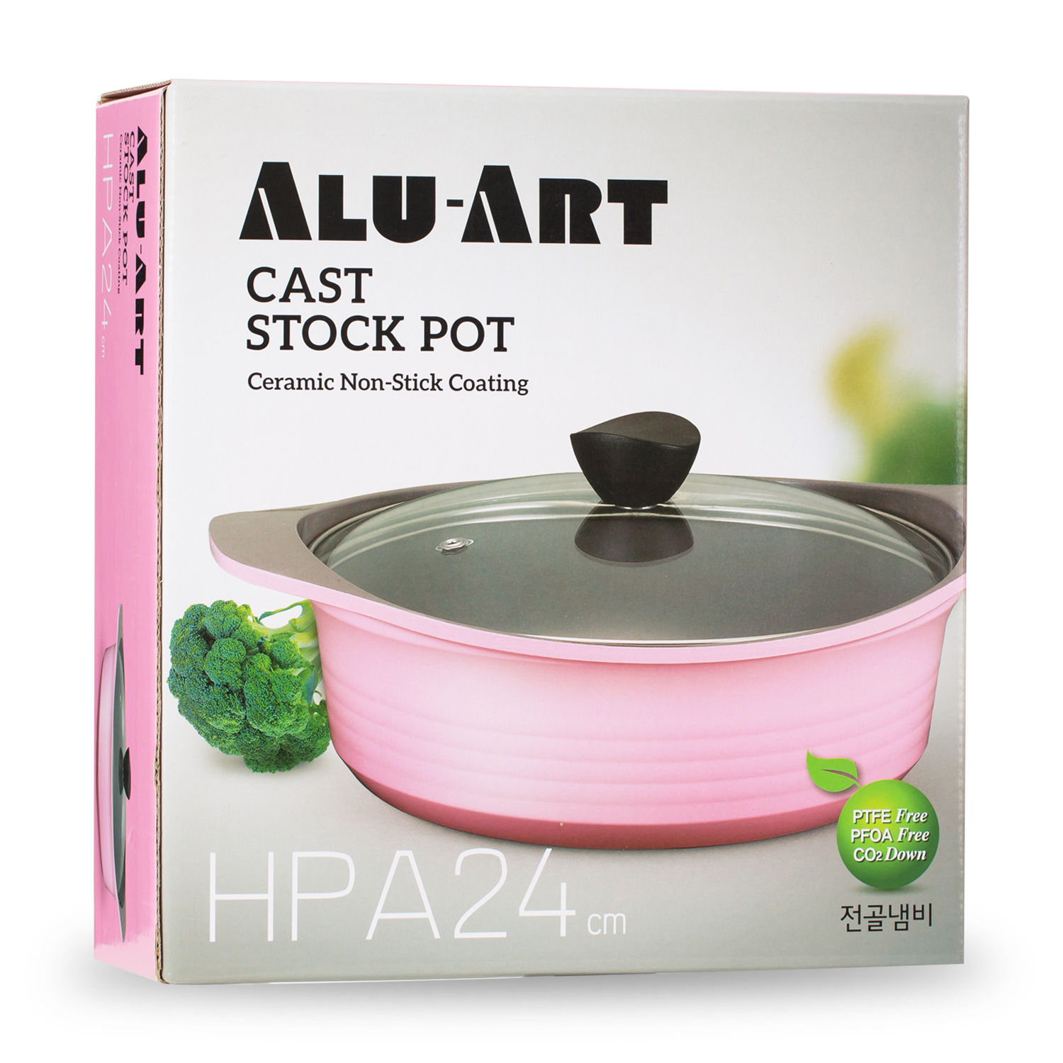 韩国进口砂锅炖锅-Aluart陶瓷涂层粉色双耳铸造锅