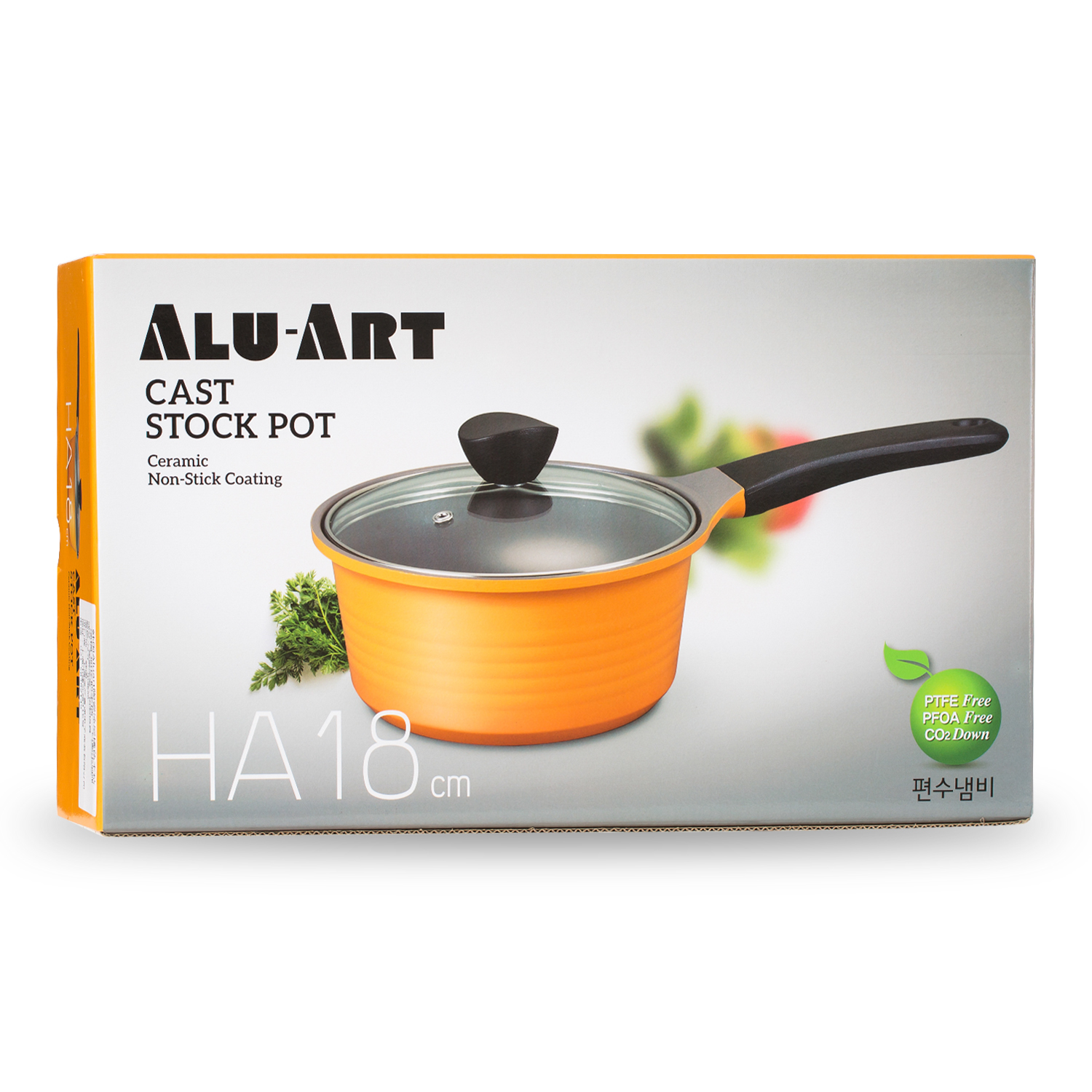 韩国进口铸铁汤锅-Aluart陶瓷涂层橘色不粘汤锅