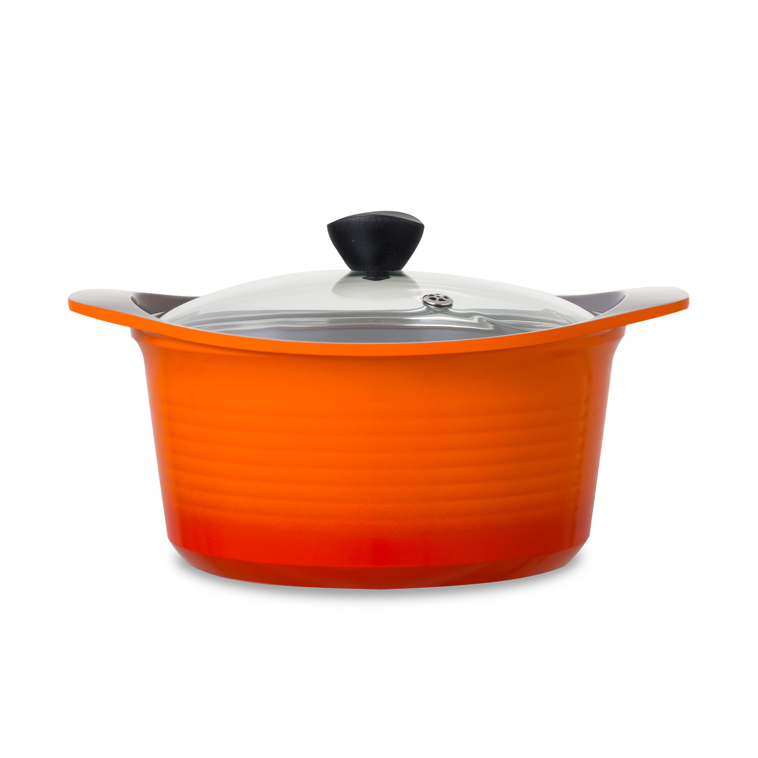 韩国进口不锈钢炖锅-Aluart陶瓷涂层橘色双耳铸造锅